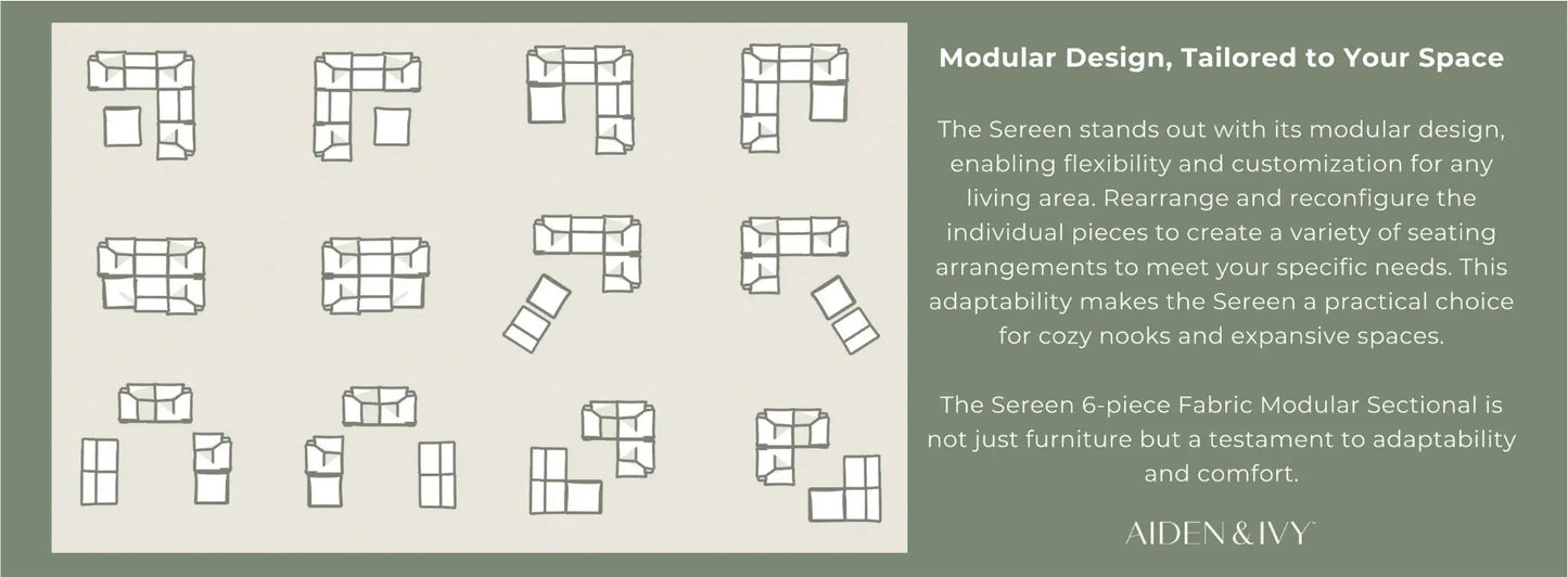 Sereen 6-piece Fabric Modular Sectional, Taupe - Floor Model