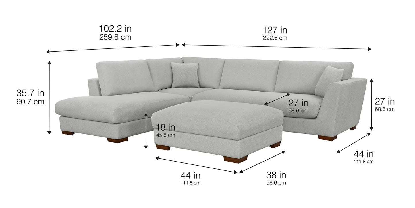 Henredon Larkin House Deep Seating Fabric Sectional with Storage Ottoman - Used