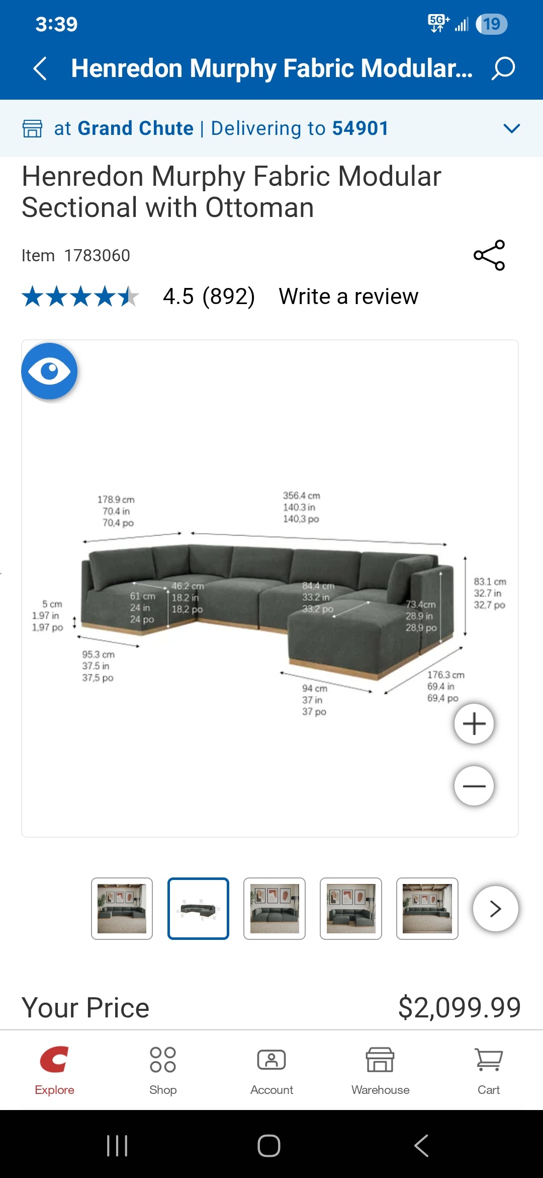 Henredon Dark Gray Sectional
