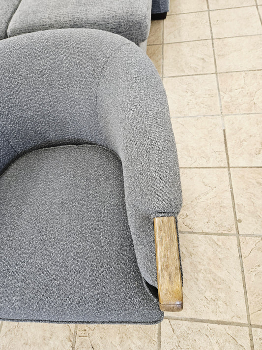 Thomasville Fabric Swivel Chair with Wood Trim - Floor Model