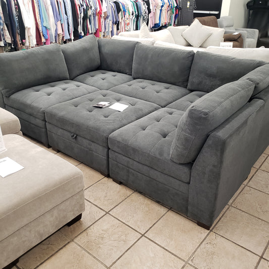 Thomasville Tisdale Modular Sectional 6-piece Dark Gray with Storage Ottoman