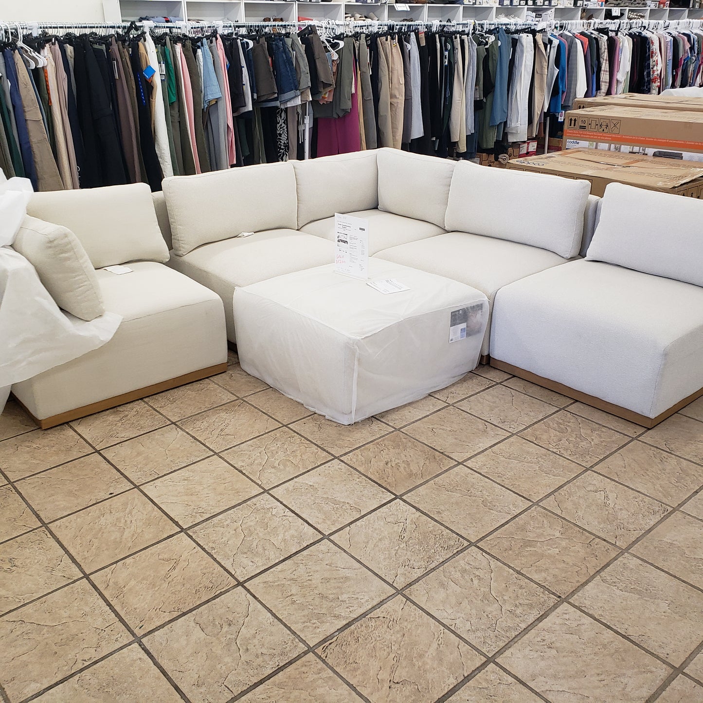 Henredon Murphy Fabric Modular Sectional with Ottoman