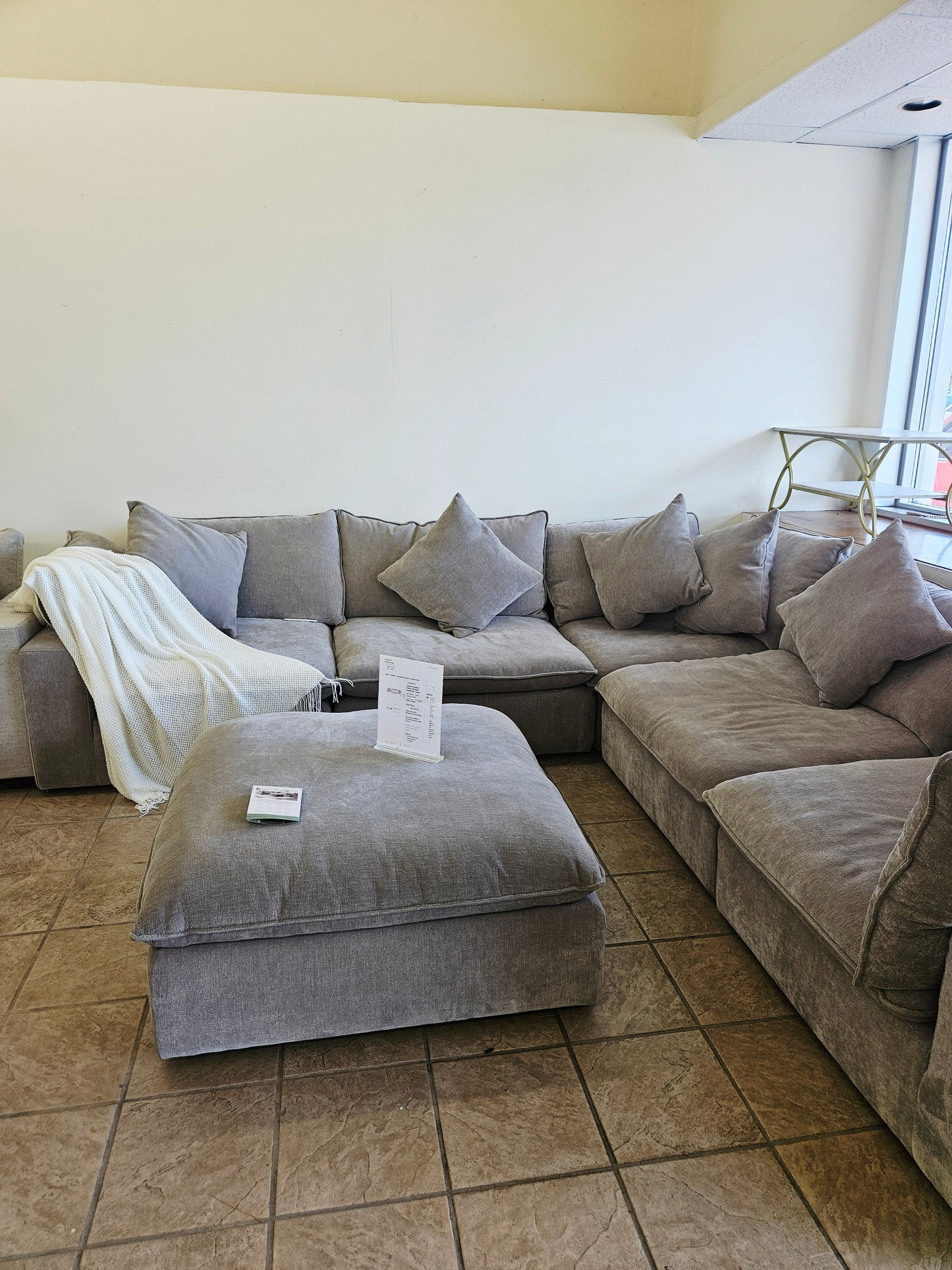 Sereen 6-piece Fabric Modular Sectional, Taupe - Floor Model