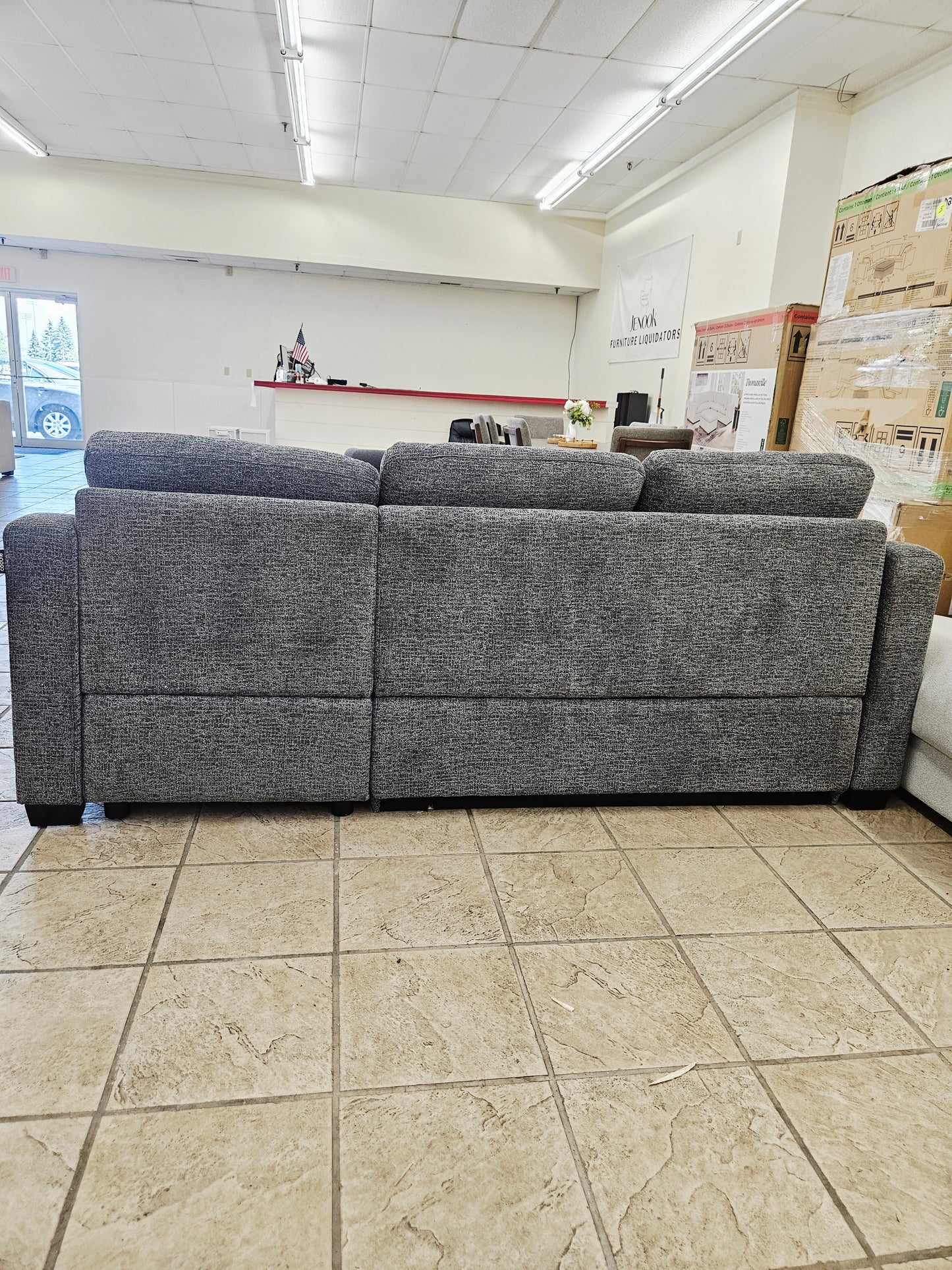 Coddle Aria Fabric Sleeper Sofa with Reversible Chaise and Storage, Gray - Floor Model