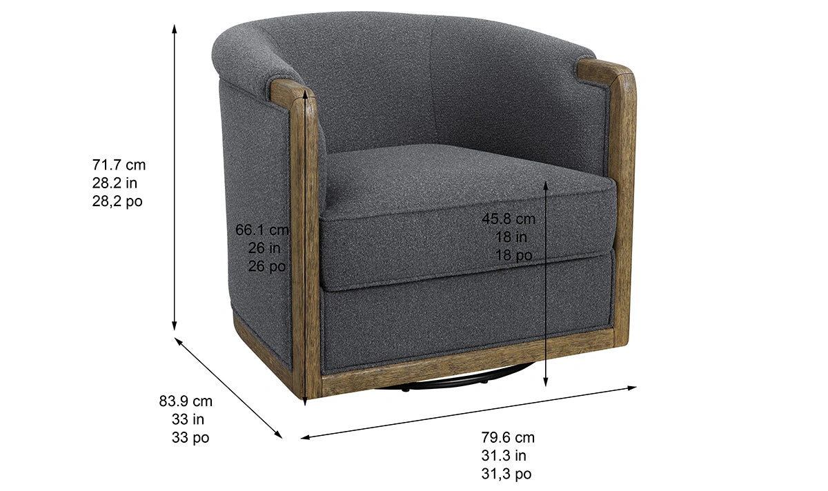 Thomasville Fabric Swivel Chair with Wood Trim - Floor Model