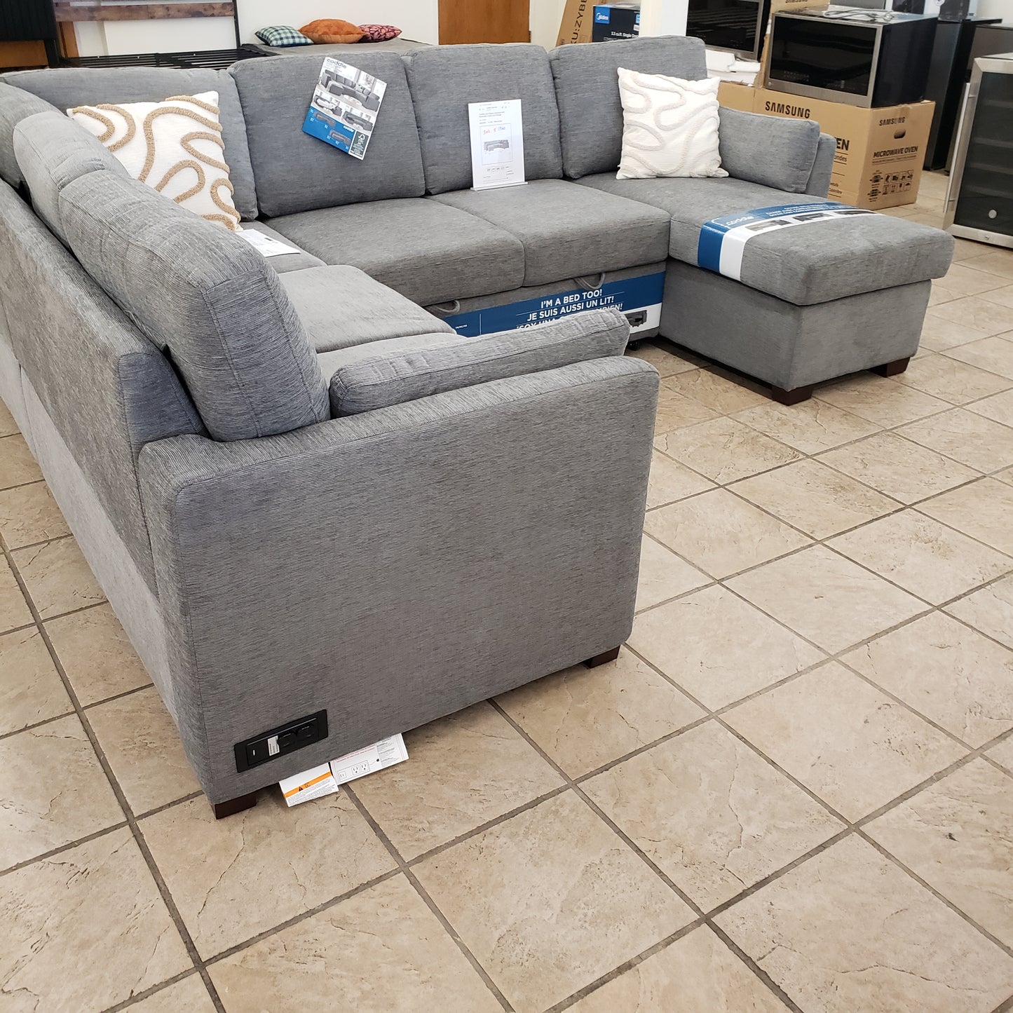 Coddle sleeper Sectional with 2 charging Ports